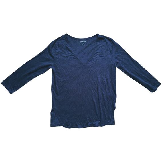 Majestic Filatures Quiet Luxury Soft Touch 3/4 Sleeve V-Neck Top Size 2 Black - Picture 3 of 7